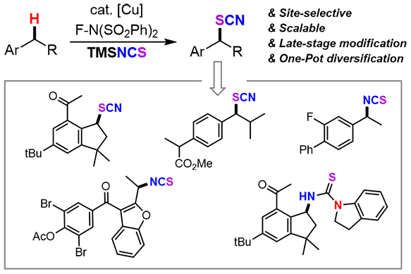 Copper Catalyzed Benzylic Ch Bond Thiocyanation Enabling Late Stage Diversifications Ccs 2331